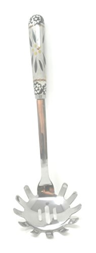 Temp-tations Old World Serving Utensil Stainless Steel & Stoneware (Black Pasta Fork)
