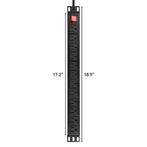 BTU Power Strip Surge Protector RackMount PDU, 12 Outlet Power Strip