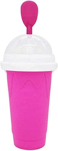 Quick Frozen Smoothies Cup Ice Cream Maker Milk Shake Maker Cooling Cup, Magic Slushy Maker Squeeze Cup – DIY Homemade Freeze Drinks Cup Double Layer Juice Cup For Children Fast Cooling (Pink)