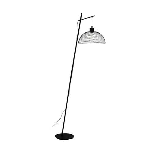 Eglo Lampadaire Pompeya, lampe sur pied 1 flamme vintage, industrielle, rétro, lampadaire en acier, lampe de salon noire avec interrupteur à pied, douille E27