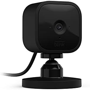 Mini | Câmara de segurança inteligente compacta, interior, com fios, vídeo HD 1080p, deteção de movimento, áudio bidirecional, fácil de configurar, compatível com Alexa | 1 câmara (preta)