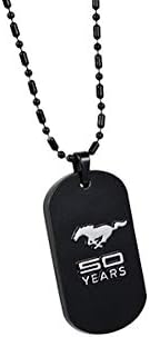 Mustang 50th Anniversary Black Dog Tag on Chain