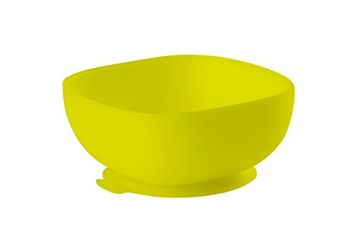 BEABA Silicone Suction Bowl - Soft, Unbreakable, Non-Slip Suction Bottom - Easy to Clean - Dishwasher and Microwave Safe - Great for Babies and Toddlers (Neon)