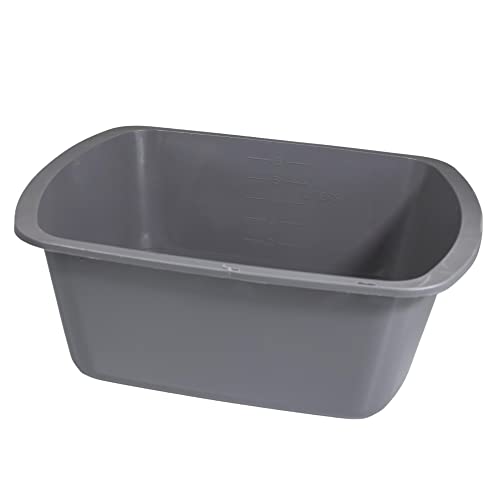 Vakly Rectangular Plastic Wash Basins - 5 Pack, Small 7 Quart Graduated Bucket - Portable Washbasin for Washing, Cleaning, Foot Bath, Dishes, Face Cleansing Bowl