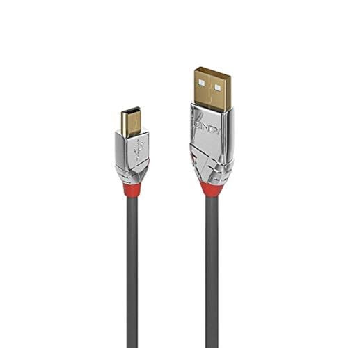 Lindy 36635 - Cable USB (7,5 m, USB A, Mini-USB B, 2.0, 480 Mbit/s, Gris)
