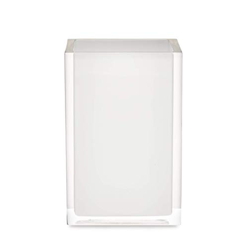 Essentra Home 4-Piece Cristallino Collection with White and Transparent Aesthetics. Collection Includes a Soap Dispenser, Toothbrush Holder, Tumbler, and Soap Dish. - Thumbnail 3