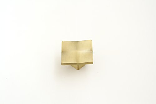 Hamilton Bowes - Satin Brass Decorative Square Knob - 1.4" Diameter - Modern Gold