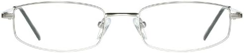 Silver Rectangular Metal Reading Eyeglasses (+0.75 Diopters, Silver)
