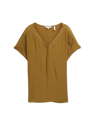 TOM TAILOR Blusa Holgada con Cuello en V para Mujer, 15664 - Nutria Olive, 40