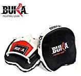 BUKA Boxing Pads Mini Focus Mitts MMA Muay Thai Micro Hook and Jab Curved Kickboxing Strike Target Smartie Hand Pads Training Martial Arts Leather Punching Shield