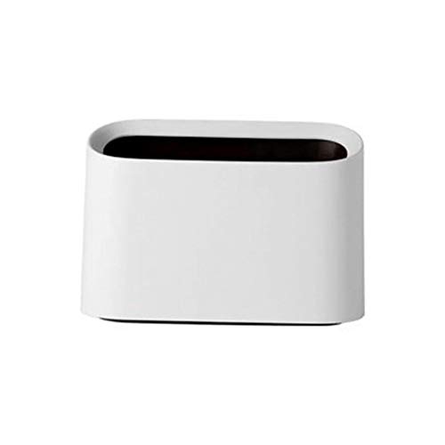 Longay Modern Oval Shatter-Resistant Plastic Small Trash Can Wastebasket (White) - Thumbnail 6