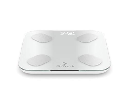 FitTrack Dara Smart BMI Digital Scale - Measure Weight and Body Fat - Most Accurate Bluetooth Glass Bathroom Scale