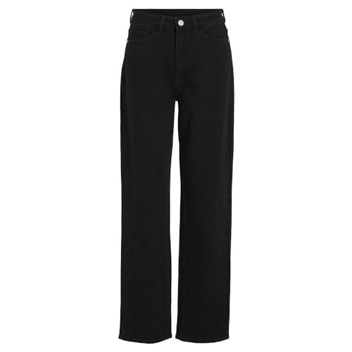 Vila VIKELLY JAF HW Jean Droit Noos, Black Denim/Detail:vil 221, 40W x 30L