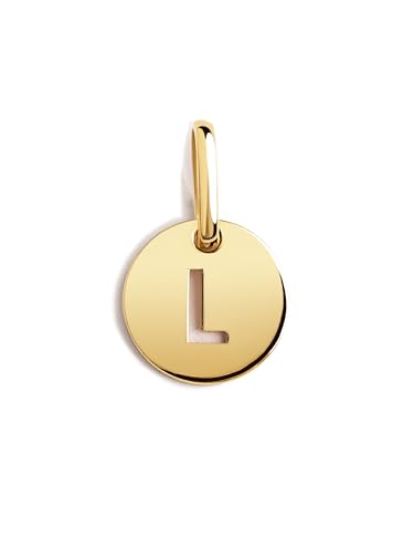 - Mini Medallion Letter. Sterlingsilber mit 18 Kt Vergoldung. Schmuck für Damen. Buchstabe L.