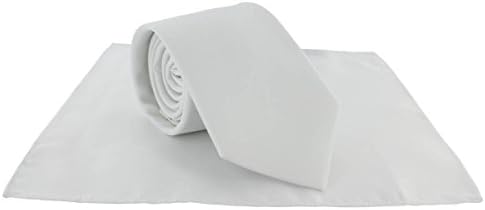 White Plain Polyester Pocket Square and Tie Set by Michelsons of London