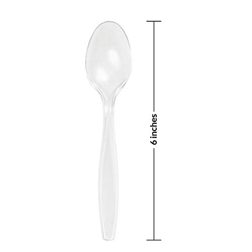Netko Clear Plastic Tea spoons - Heavyweight Disposable Cutlery Utensils 300 Pack