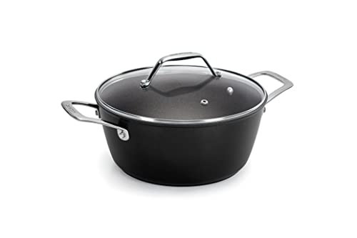 Barazzoni Casseruola 2 manici con coperchio, ø20 cm, Rivestimento 5 strati Titan Pro, Alluminio antiaderente, Made in Italy, Induzione+Gas, Linea Black Titan Pro
