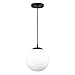 Light Society Zeno Globe Pendant, Frost White with Black Finish, Contemporary Mid Century Modern Style Lighting Fixture (LS-C175-BK-WH)
