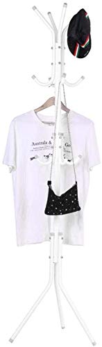 Ejoyous Coat Rack Stand, Steel Clothes Hanging Tree Stand with Multiple Hooks 174cm Standing Coat Tree for Hats, Bags, Scarf (White)