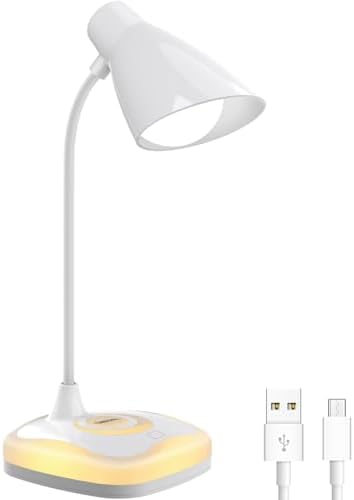 Gobikey Desk Lamp, Battery Operated Table Lamp, USB Rechargeable Lamp, 3 Levels Brightness, Touch Control Bedside Lamps, Mood Light on Base, Energy-Saving Portable Reading Light for Study, Bedroom