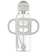 Dr. Brown's Sippy Straw Bottle with Silicone Handles, Gray, 8 oz