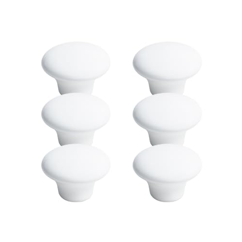 6 X Puxador Gaveta Porcelana Cerâmica Armário Móveis 38mm (Branco - MPPON106)