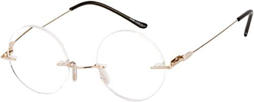 Steve's Totally Round Rimless Unisex Men and Women Circle Reading Glasses Readers +1.75 Gold Tortoise (Carrying Case Included)