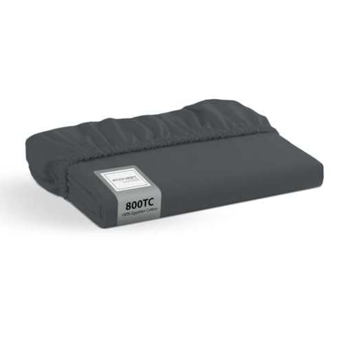 800 TC Fitted Sheets Queen, 100% Egyptian Cotton Fitted Sheet - Dark Grey at Amazon