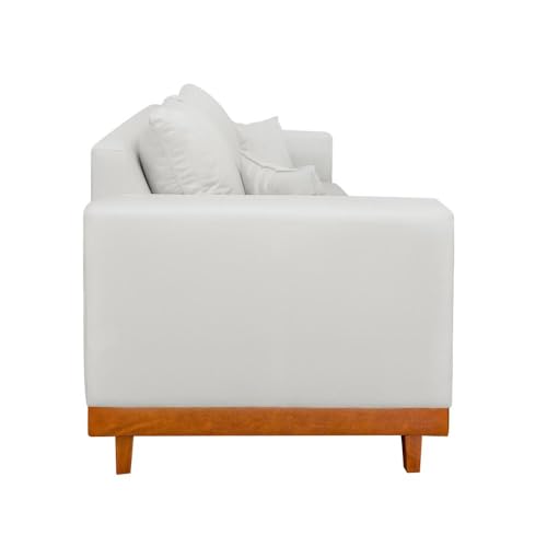 Sofá Living 3 Lugares Linho Reforçado + Almofadas Recepção Sala - Balaqui Decor Cor:bege