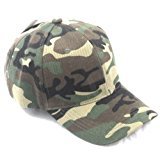 Plain Baseball Cap Blank Hat Solid Color Velcro Adjustable, American Flag Cap or Camo Cap (Camo)