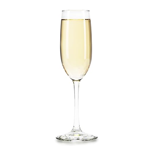 Libbey 7500 Vina Stemmed Flute Glasses Set, 8 Oz, Tall Elegant Champagne Flutes Set of 12, Clear Sparkling Glass Flutes for Special Occasions