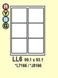 100 Sheets A4 adhesive labels 99.1 x 93.1 mm - L7166, 6 labels per sheet, 70g/m2, matt paper, compatible with Ink Jet and Laser Printers