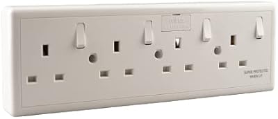 WK Electrical 4 Gang Socket Converter 13A Surge Protection BS1362 8543