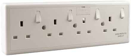WK Electrical 4 Gang Socket Converter 13A Surge Protection BS1362 8543