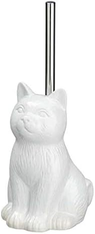 WENKO Cat Toilet Brush Holder, Ceramic, White, 22 x 17 x 14 cm - Image 4