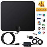 80Miles Indoor Amplified TV Antenna - Vintv Upgraded Digital HDTV Antenna with Detachable Amplifier Channels Booster Free TV for 1080P VHF UHF High Reception with 10Ft Cable