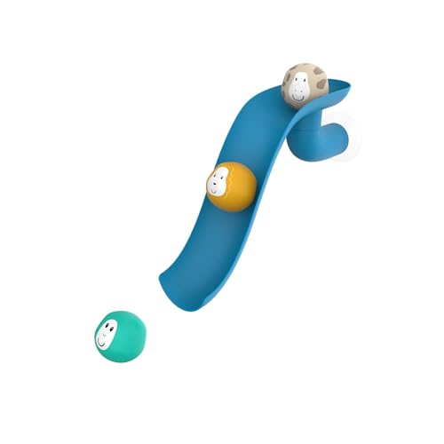 Matchstick Monkey, Bathtime Slide Set, Baby Bath Toy w/Biocote Protection to Keep Fresh & Clean, Sensory Learning - Slide Set (1 Slide + 3 Fun Animal Character Rocks), 6 Months Old+, Blue