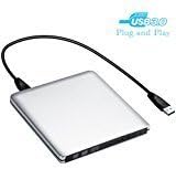 External DVD CD Drive USB 3.0 Burner Writer Drive Player High Speed Data Transfer for Laptop/ Desktop / Macbook / Mac OS / Windows10 /8/ 7 / XP / Vista (Aluminum)