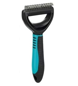 TRIXIE fur detangler - cuts out tangles - coarse tines - smoothes - 1 cm tine length - 7 x 18 cm - black/blue - 24243