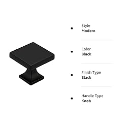 homdiy 25 Pack Black Square Cabinet Knobs Matte