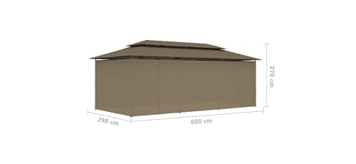 Pavillon mit Vorhängen Gartenbauten Pavillons und Partyzelte 600x298x270 cm Taupe 180 g/m² – Bild 3