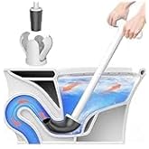 Upgraded Toilet Plunger with Holder, Wall Mounted Toilet Bowl Plunger with Hideaway Caddy, Dual Handle Plunger for Bathroom B