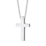 Cross Necklace Men Stainless Steel : TEMPBEAU Mini Christian Cross Pendant Steel
