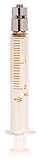 TRUTH 01-05-02-05 Borosilicate Glass Reusable Syringe with Metal Luer Lock, 2 mL Capacity, 0.2 mL Graduation