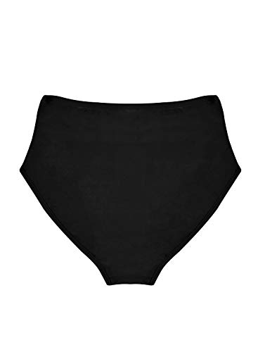 Ranphee Black High Waisted Bikini Bottoms Ruched Full Coverage Plus Size Swim Shorts