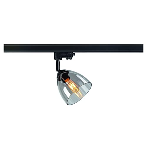 SLV PARA CONE | 3 Phasen System Leuchte, Schienenstrahler, Strahler, LED-Spot, Decken-Strahler, Decken-Leuchte, Schienensystem, Innen-Beleuchtung | GU10, max. 25W Schwarz/Glas