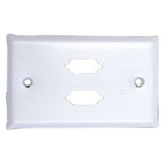 Dealsjungle Wall Plate, White, 2 Port DB9 / HD15 (VGA), Single Gang, Painted Stainless Steel