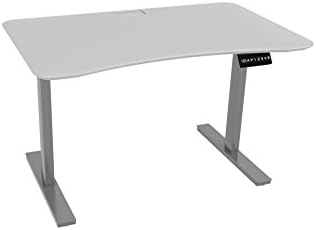 Ergo Elements Adjustable Height Standing Desk with Electric Push Button Grey Base, 4' by 30", White