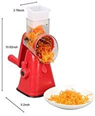 Round Rotary Grater Drum Slicer Shredder Grinder -Round Mandoline for Vegetable, Cheese, Carrot, Potato, Nut - Stainless 3 in 1 Dishwasher safe by ERDOSS(RED)