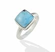 Silver larimar square ring